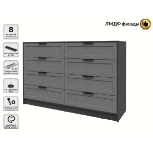 Kомод Тренд КТ-К157 (Антрацит ЛДСП/ Дуб серый ЛМДФ) Ш1565 В1020 Г451